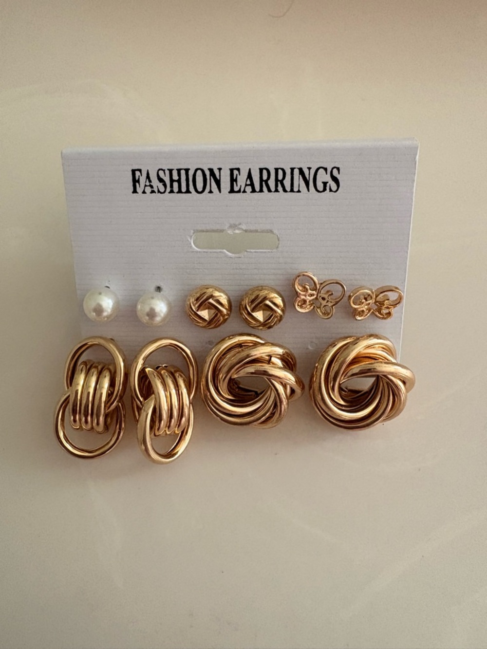 Fashion Jewelry Gold-Tone Multi-Style Earring Set with Pearl Studs